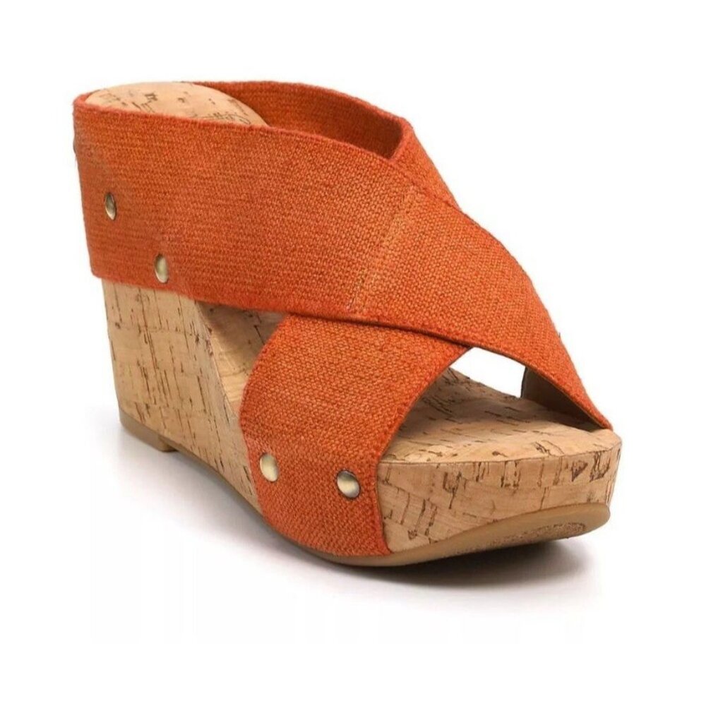 Lucky Brand Orange Wedge Sandals